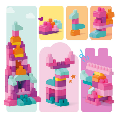 MEGA BLOKS First Builders Big Building Bag Pink – 80 Pieces