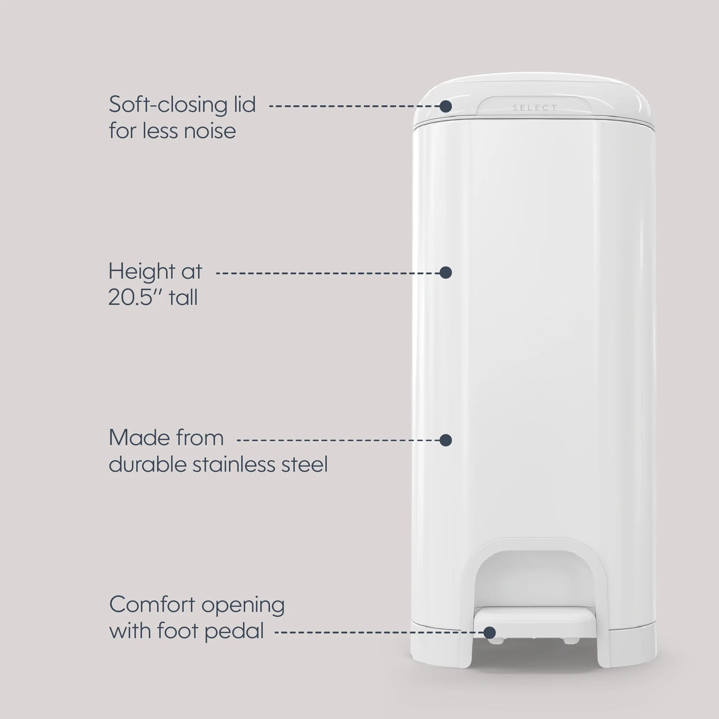 Diaper Genie Select Odor Lock Stainless Steel (Pail White)
