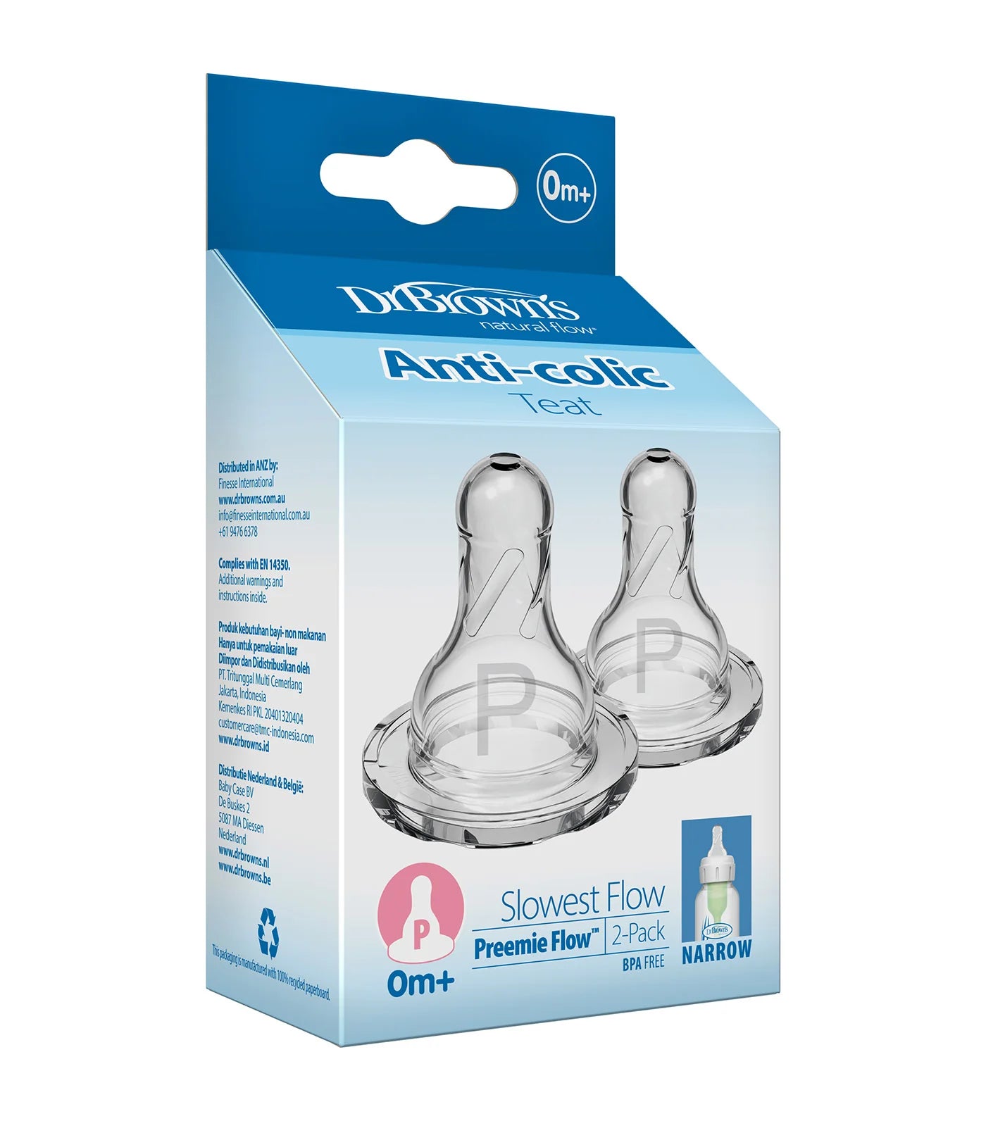 Dr. Brown's Preemie Flow Silicone Narrow Nipple - Pack of 2