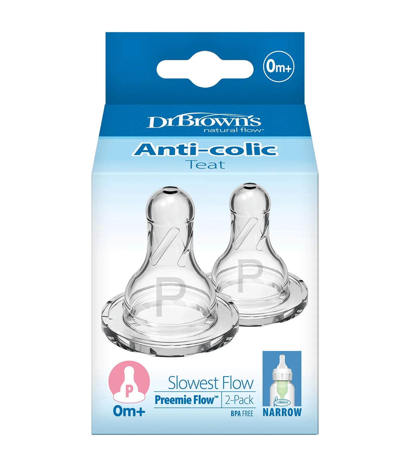 Dr. Brown's Preemie Flow Silicone Narrow Nipple - Pack of 2