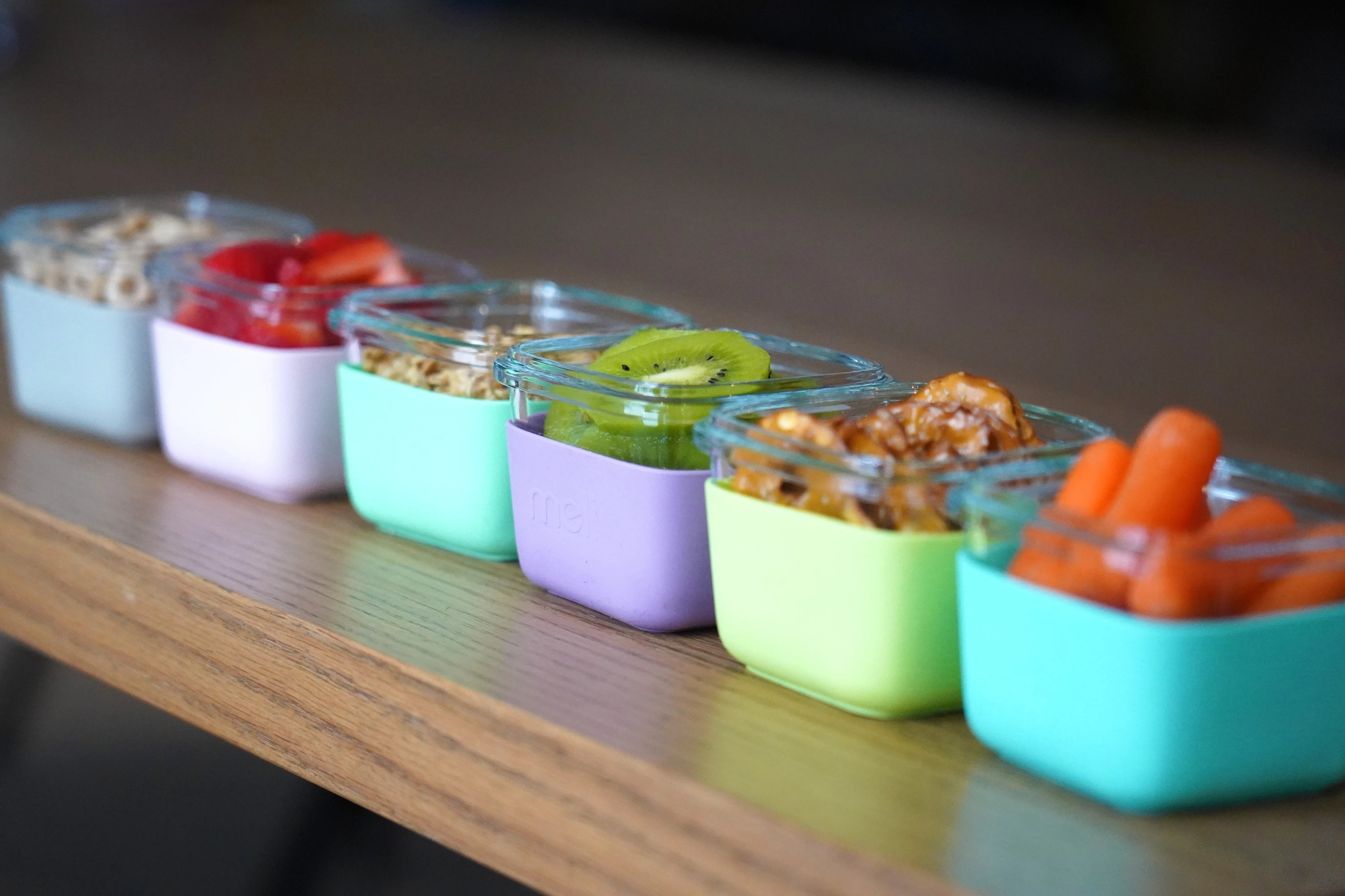 Melii Glass Food Storage Containers With Silicone Sleeve - Pack of 3 (160 ml)