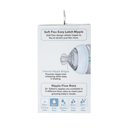 Dr. Talbot's Squeezy Silicone Anti Colic Baby Bottle With White Cap (Slow Flow, 6oz)