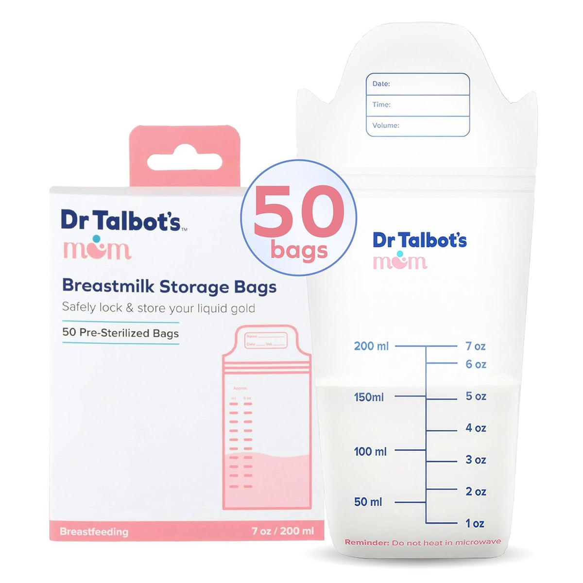Dr. Talbot's Milk Storage Bags with 4 Sensors - Breast Milk Bags