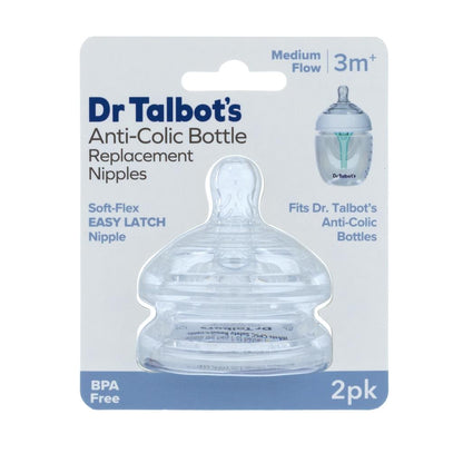 Dr. Talbot's Soft Flex Easy Latch Bottle Feeding Nipples (Medium Flow) - Pack of 2