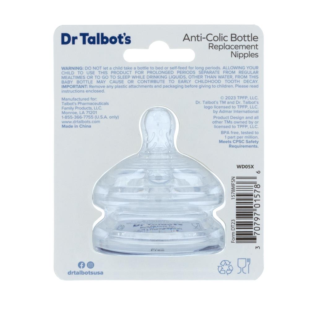 Dr. Talbot's Soft Flex Easy Latch Bottle Feeding Nipples (Medium Flow) - Pack of 2