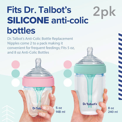 Dr. Talbot's Silicone Bottle Nipples Feeding Nipples (Medium Flow) - Pack of 2