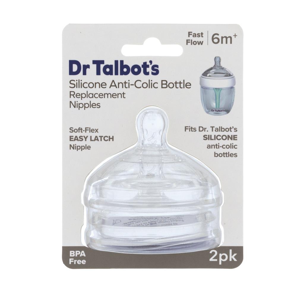 Dr. Talbot's Silicone Bottle Nipples Feeding Nipples (Fast Flow) - Pack of 2