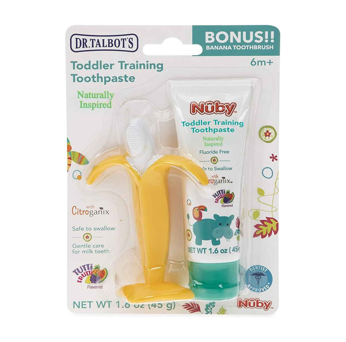 Dr. Talbot's Toddler Toothpaste & Banana Toothbrush, Fluoride-Free Set