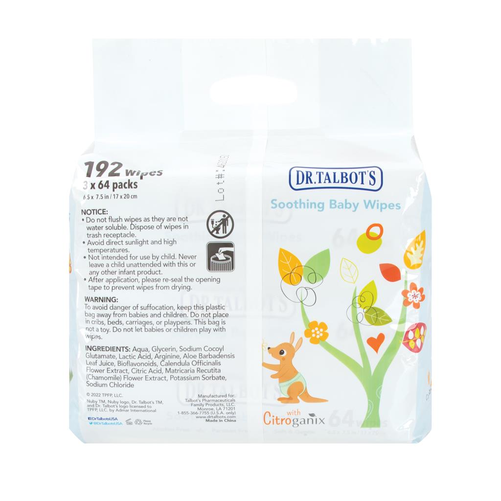 Dr. Talbot's Baby Wipes Soft Gentle Diaper Changing Wipes - Pack of 3