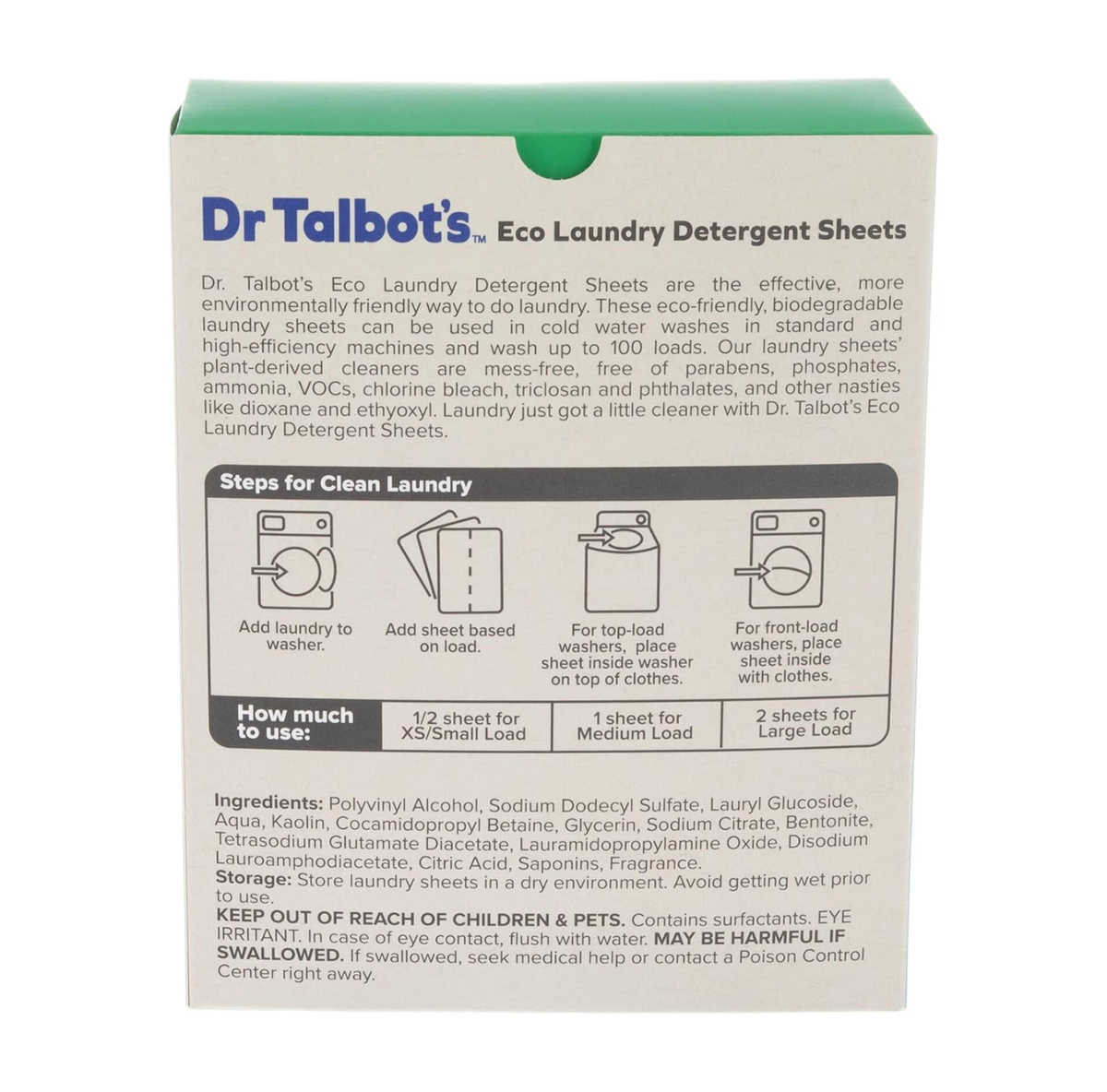 Dr. Talbot's Laundry Detergent Sheets - Fresh Scent Plant Based Formula