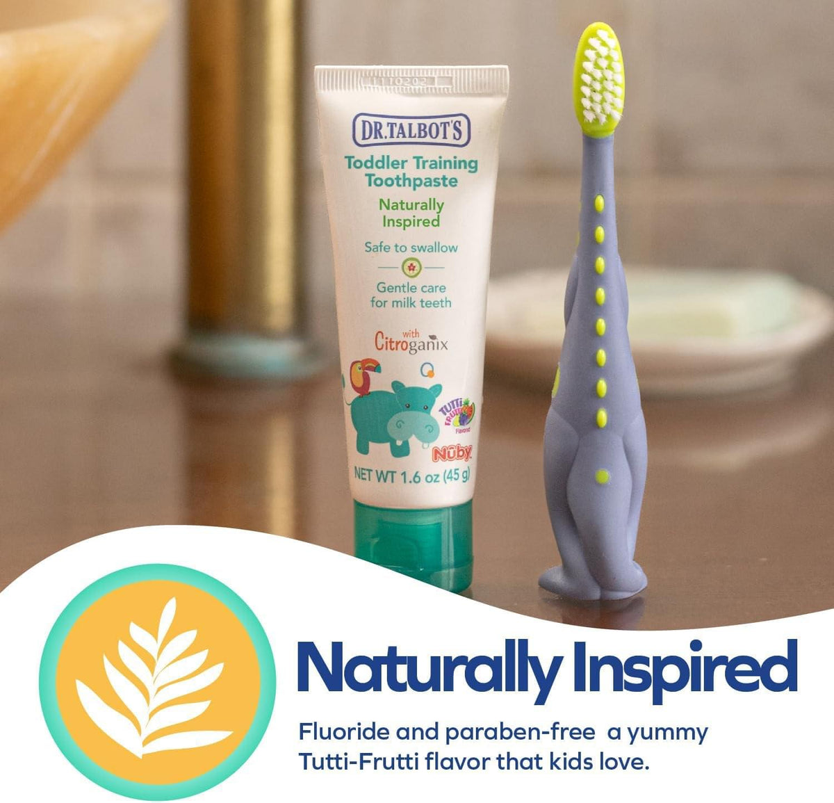 Dr. Talbot's Toddler Toothpaste & Animal Toothbrush Set, Fluoride-Free