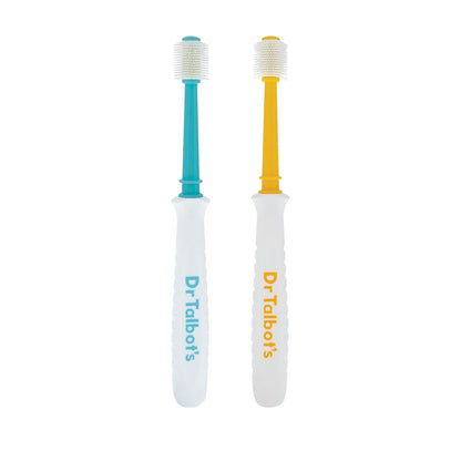 Dr. Talbot's 360° Baby Toothbrush Set, Soft Bristles (Aqua & Yellow) - Pack of 2