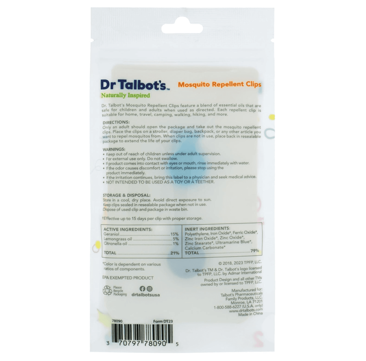 Dr. Talbot's Insect Repellent Clips Portable Mosquito Protection - Pack of 4