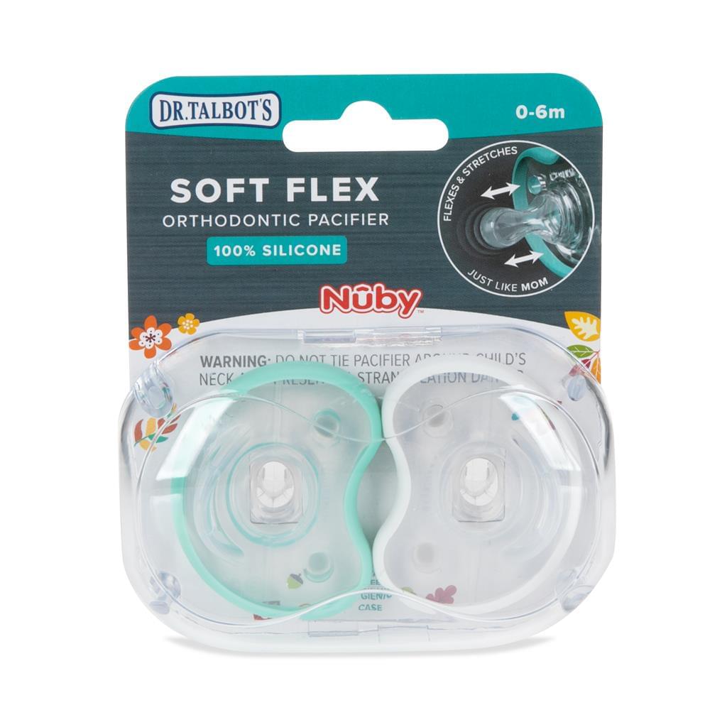 Dr. Talbot's Flat Orthodontic Pacifiers (Aqua & White, Medium, 0-6m)