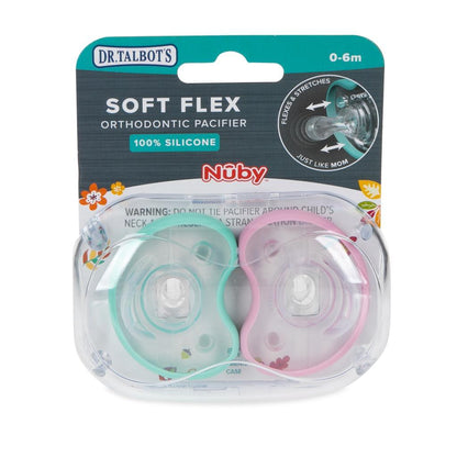 Dr. Talbot's Flat Orthodontic Pacifiers (Aqua & Pink, Medium, 0-6m)