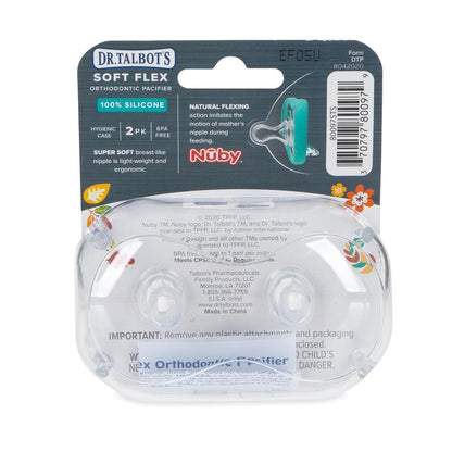 Dr. Talbot's Flat Orthodontic Pacifiers (Blue & Grey, Small, 6-12m)