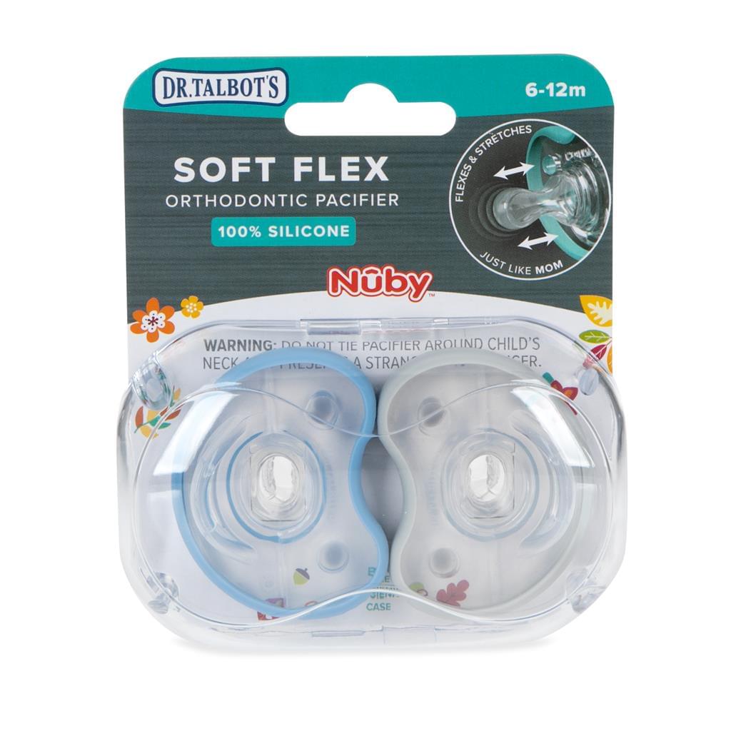 Dr. Talbot's Flat Orthodontic Pacifiers (Blue & Grey, Small, 6-12m)