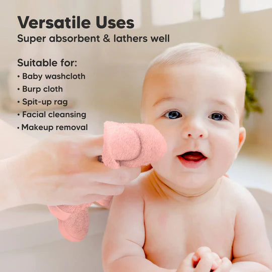 Keababies Deluxe Baby Washcloths, Blush Pink, 6pcs