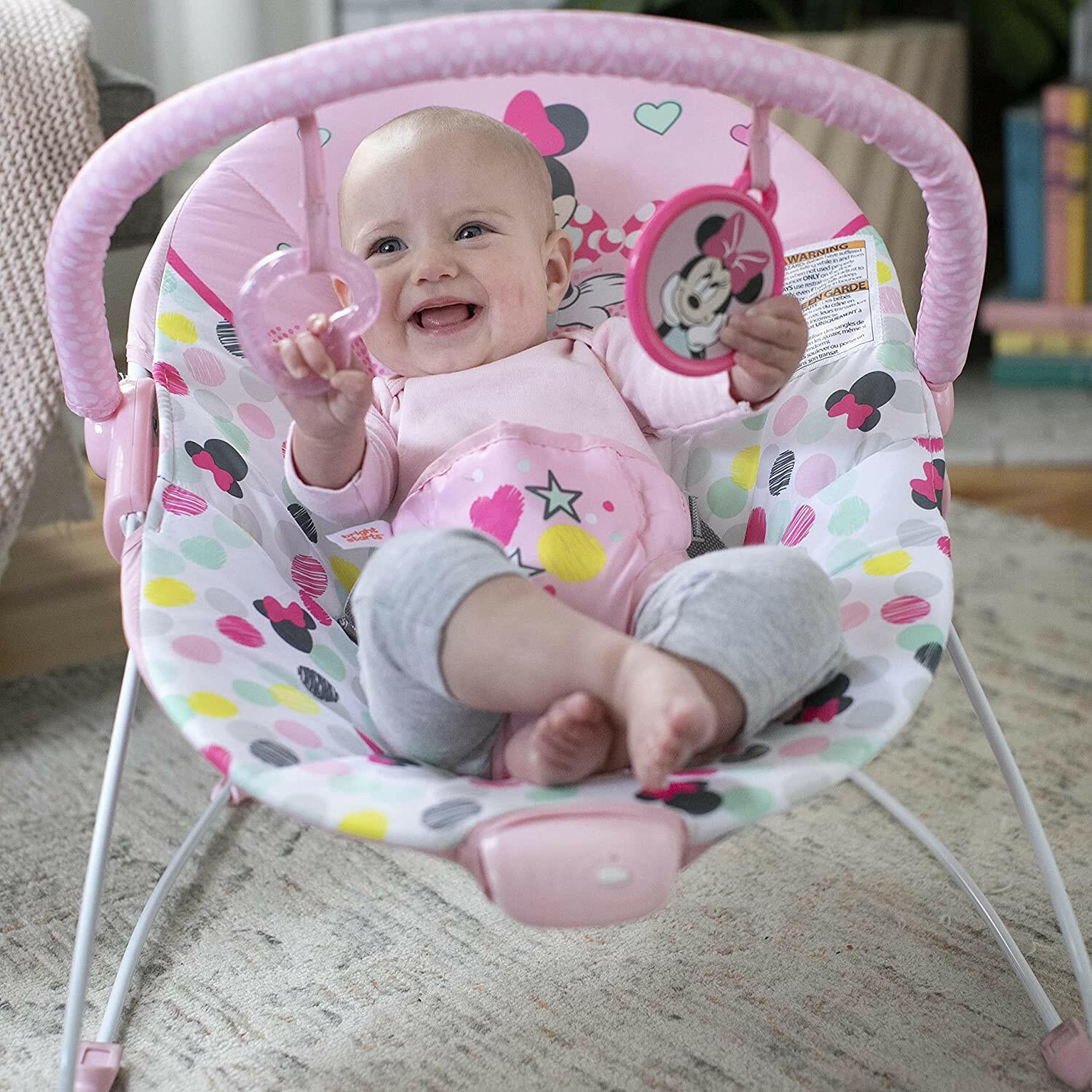 Disney Baby Minnie Mouse Vibrating Bouncer with Toy bar.