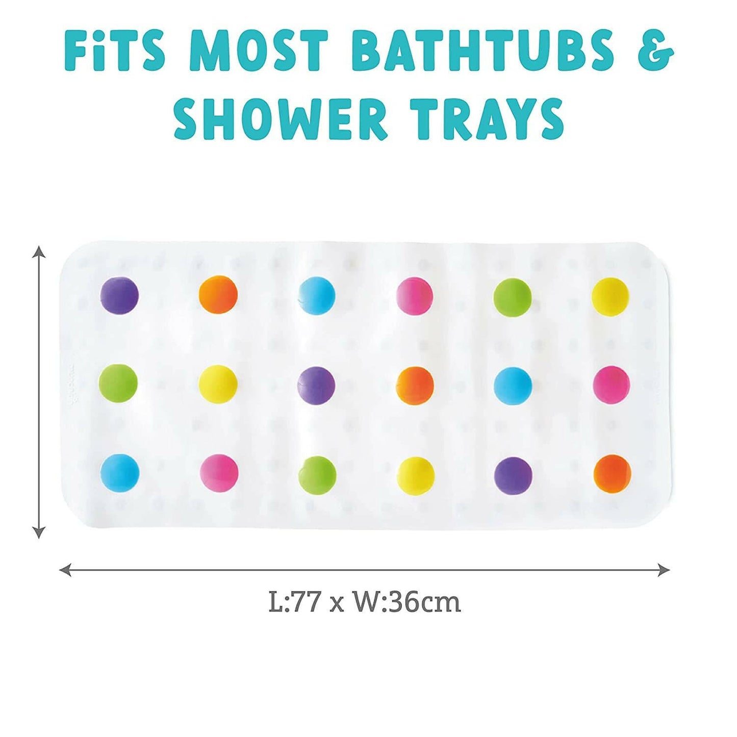 Munchkin Dots Bath Mat for Kids, Multicolored.