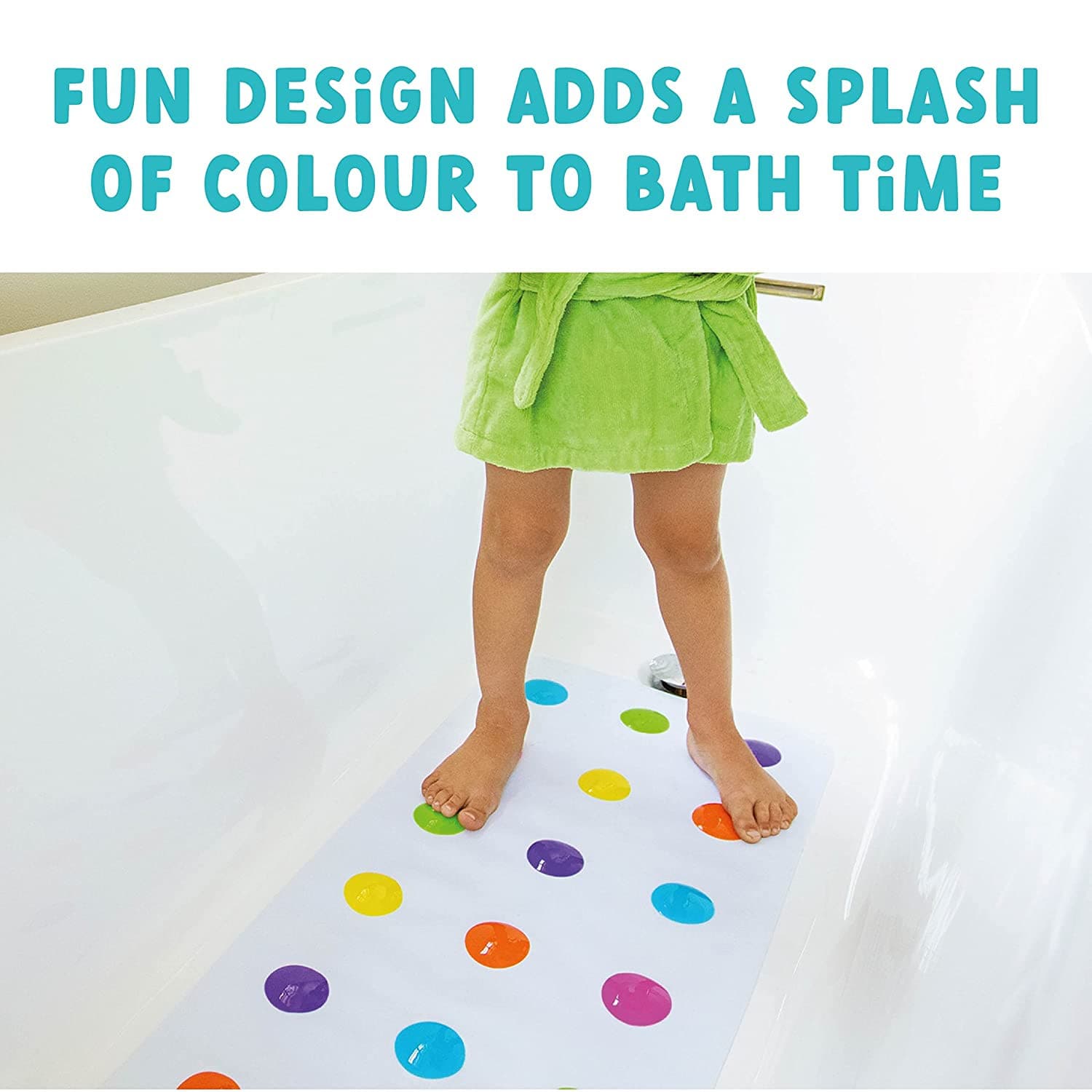 Munchkin Dots Bath Mat for Kids, Multicolored.