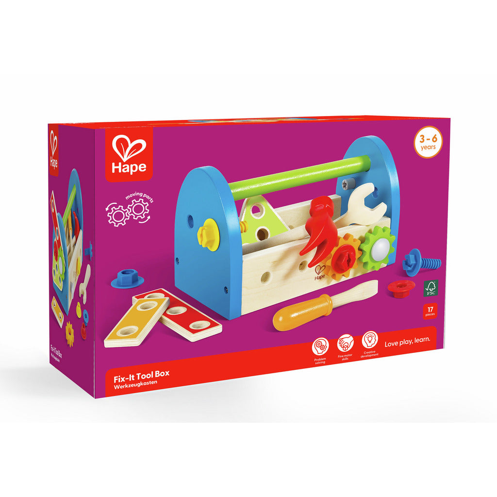 Hape Fix It Kid's Wooden Tool Box and Accessory Play Set