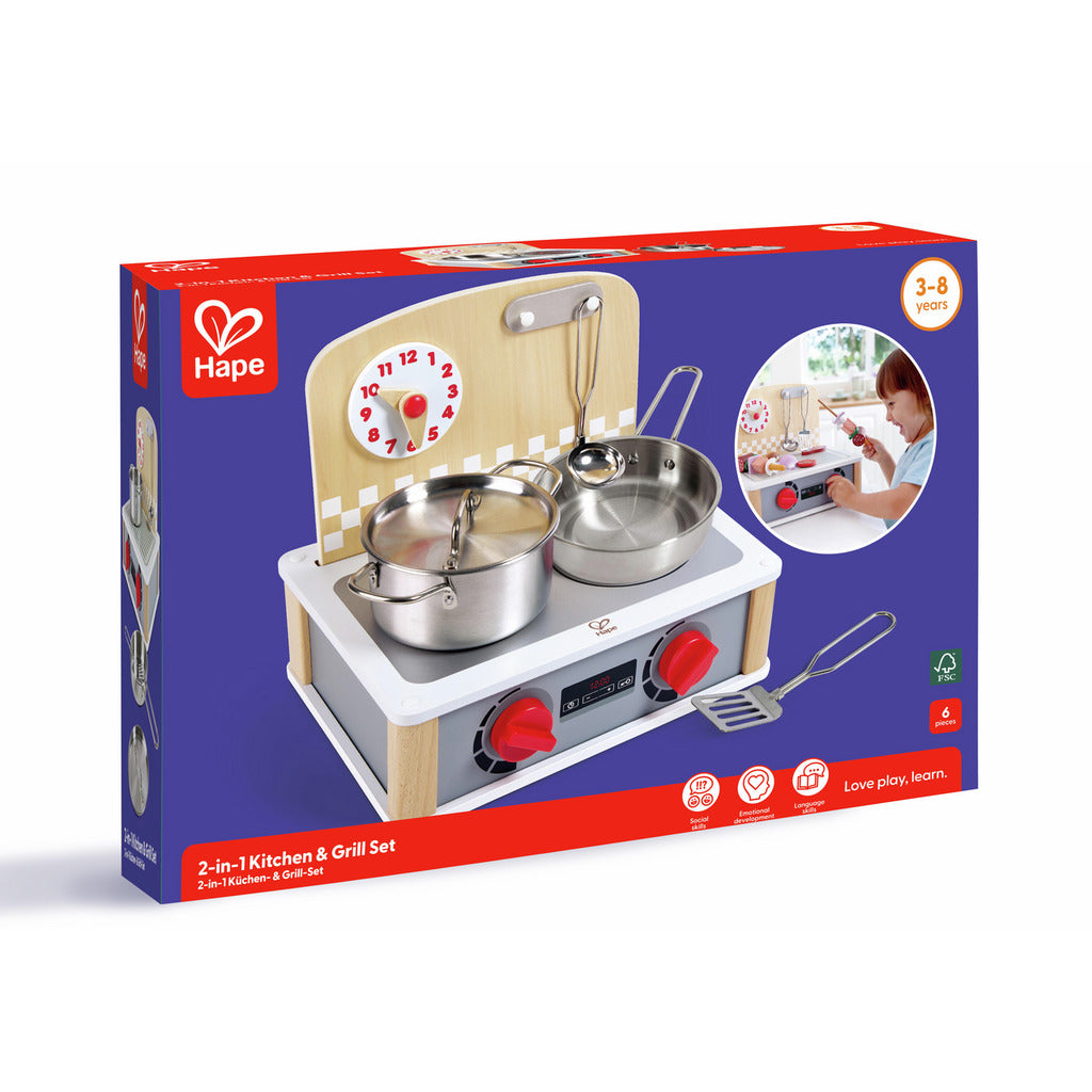 Hape 2 In 1 Kitchen & Grill Set