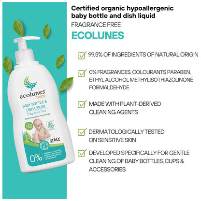 Ecolunes Fragrance Free Baby Bottle & Dish Liquid (750ml)