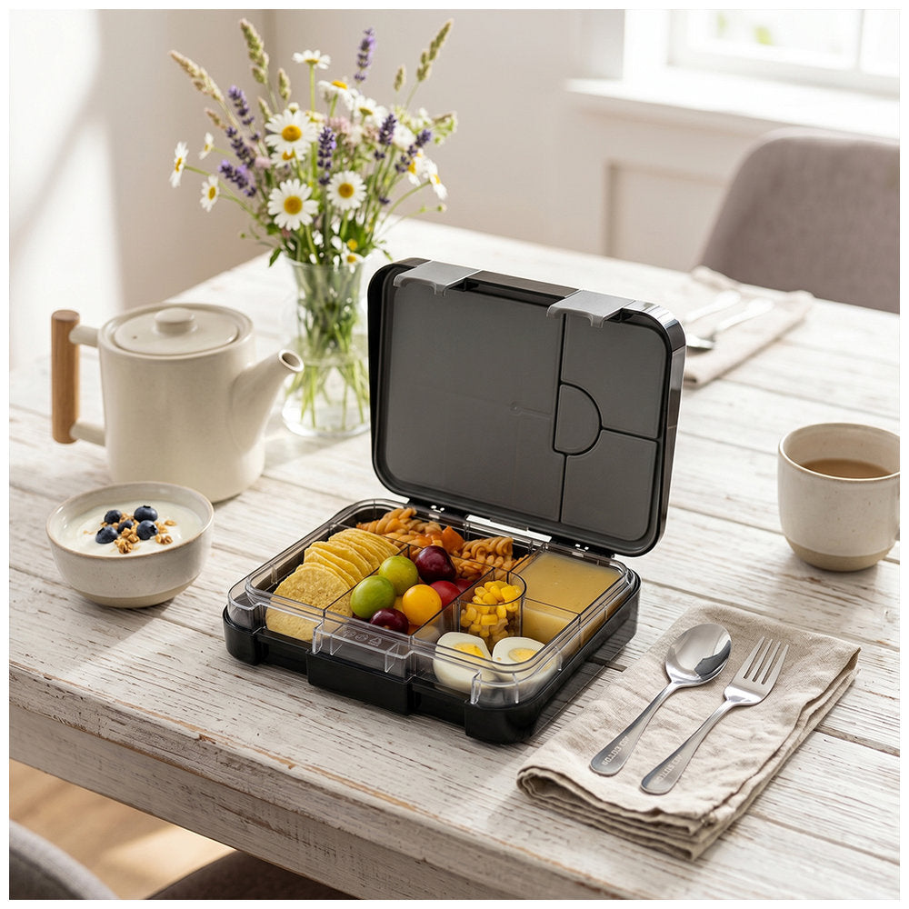 Eazy Kids 6 & 4 Convertible Bento Lunch Box With Steel Spoon & Fork Set