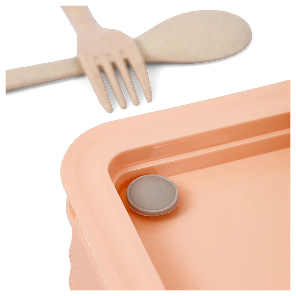 Eazy Kids 2-Compartment Lunch Box with Utensils 1100ml – Pink