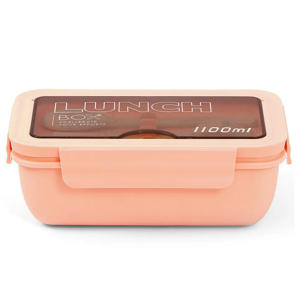 Eazy Kids 2-Compartment Lunch Box with Utensils 1100ml – Pink