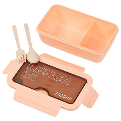 Eazy Kids 2-Compartment Lunch Box with Utensils 1100ml – Pink