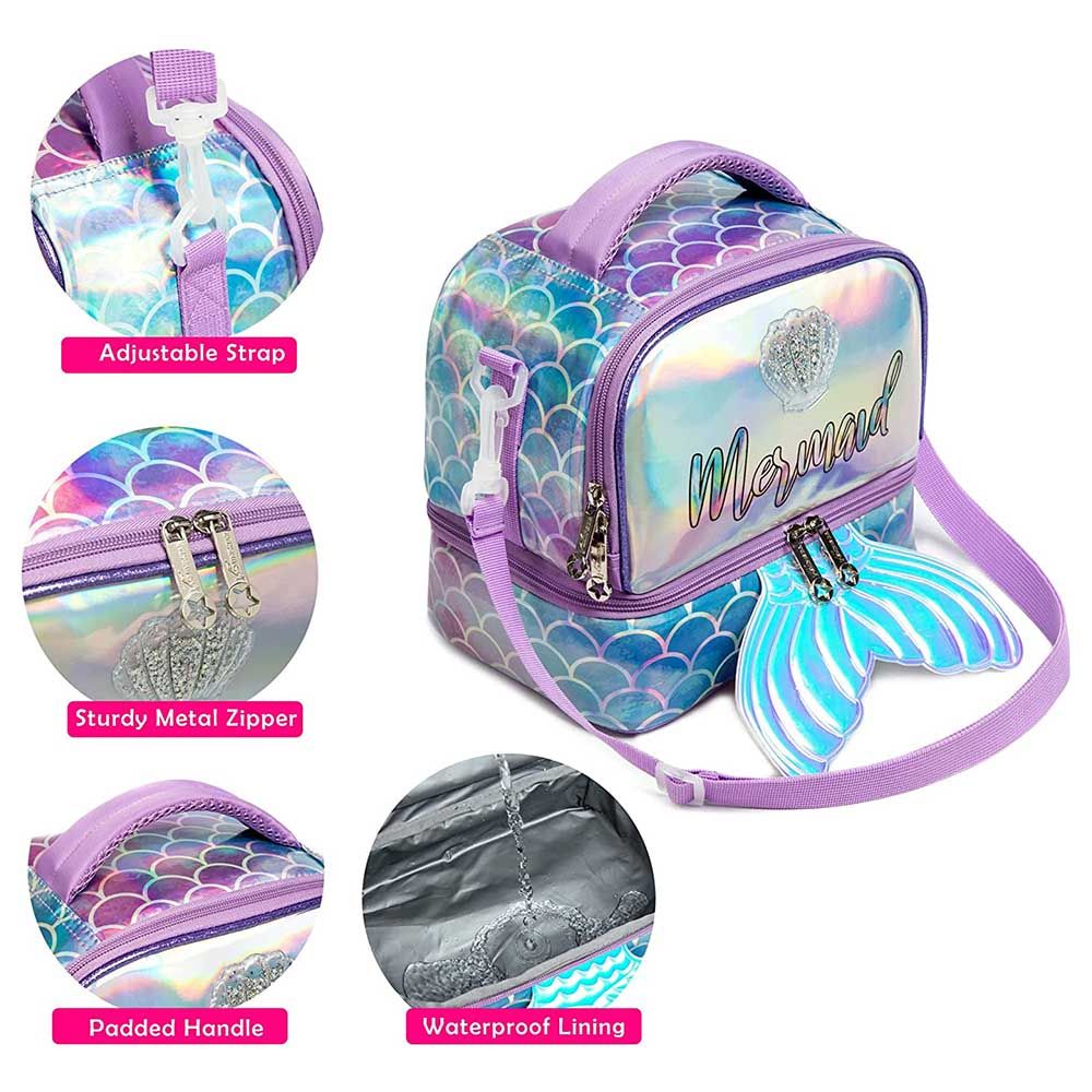 Eazy Kids Printed Lunch Bag (Mermaid Purple)