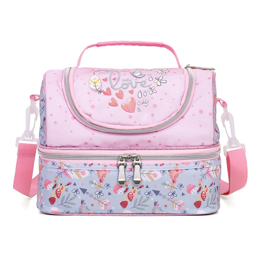 Eazy Kids Dual Compartment Lunch Bag Love (Pink)