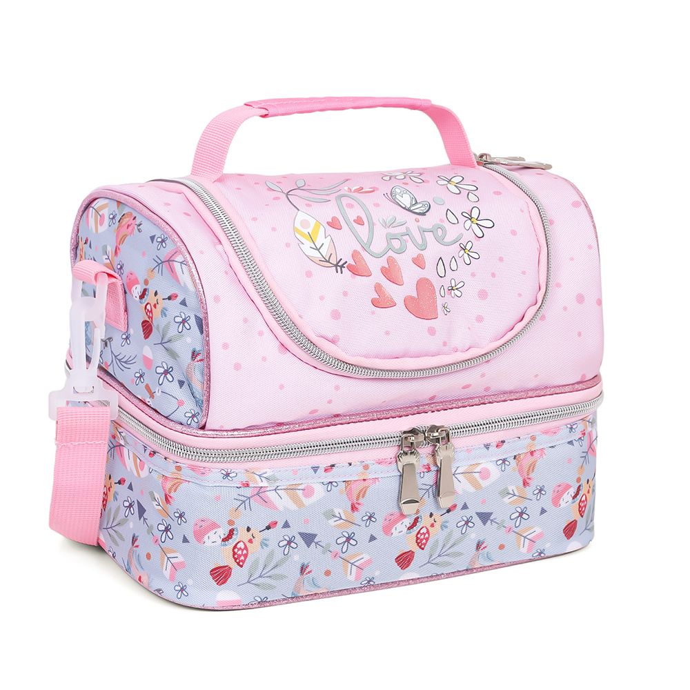 Eazy Kids Dual Compartment Lunch Bag Love (Pink)