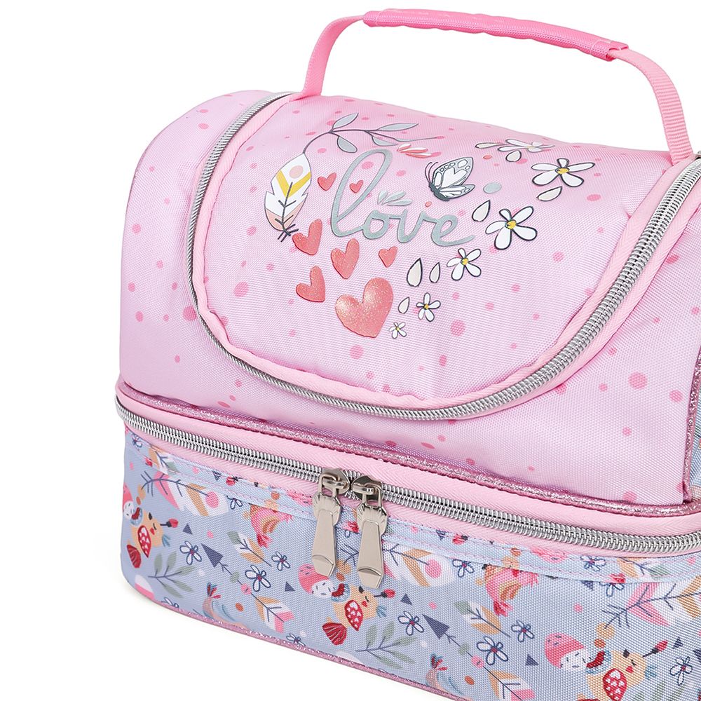 Eazy Kids Dual Compartment Lunch Bag Love (Pink)