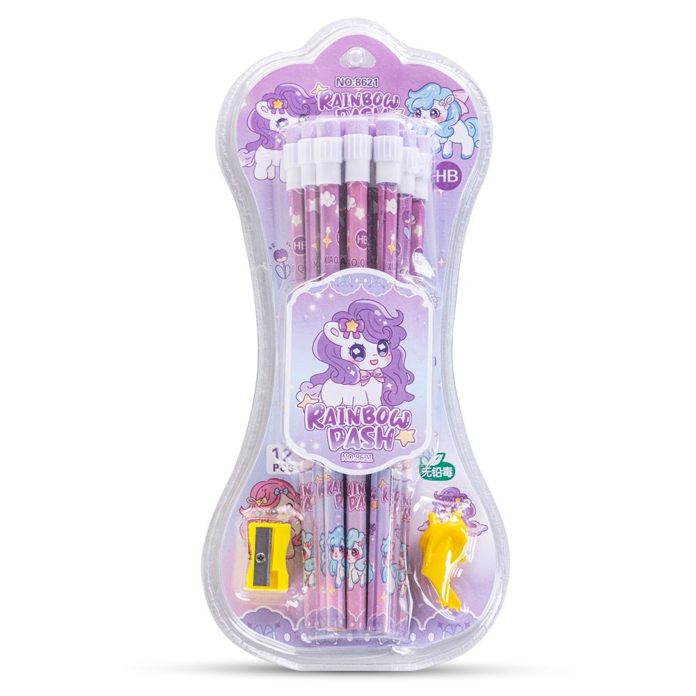 Eazy Kids HB Pencil With Eraser & Grip Set (12 Pcs)
