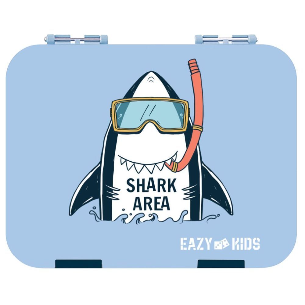 Eazy Kids 4 Compartment Bento Lunch Box (Shark Blue)