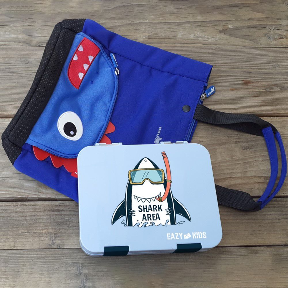 Eazy Kids 4 Compartment Bento Lunch Box (Shark Blue)
