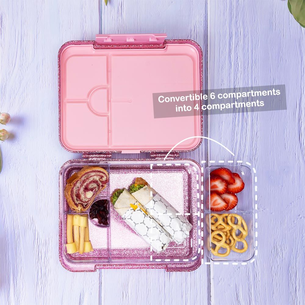 Easy Kids Convertible Bento Lunch Box 6 & 4 Glitter