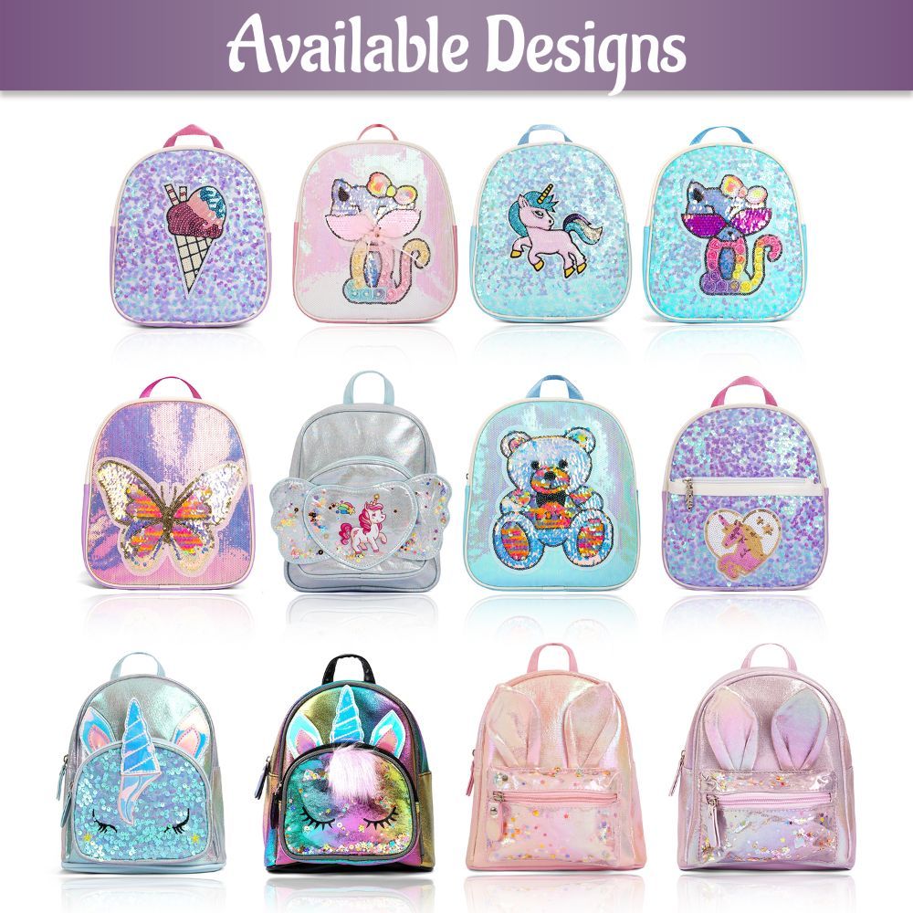 Eazy Kids School Backpack Sequin Unicorn (Green)