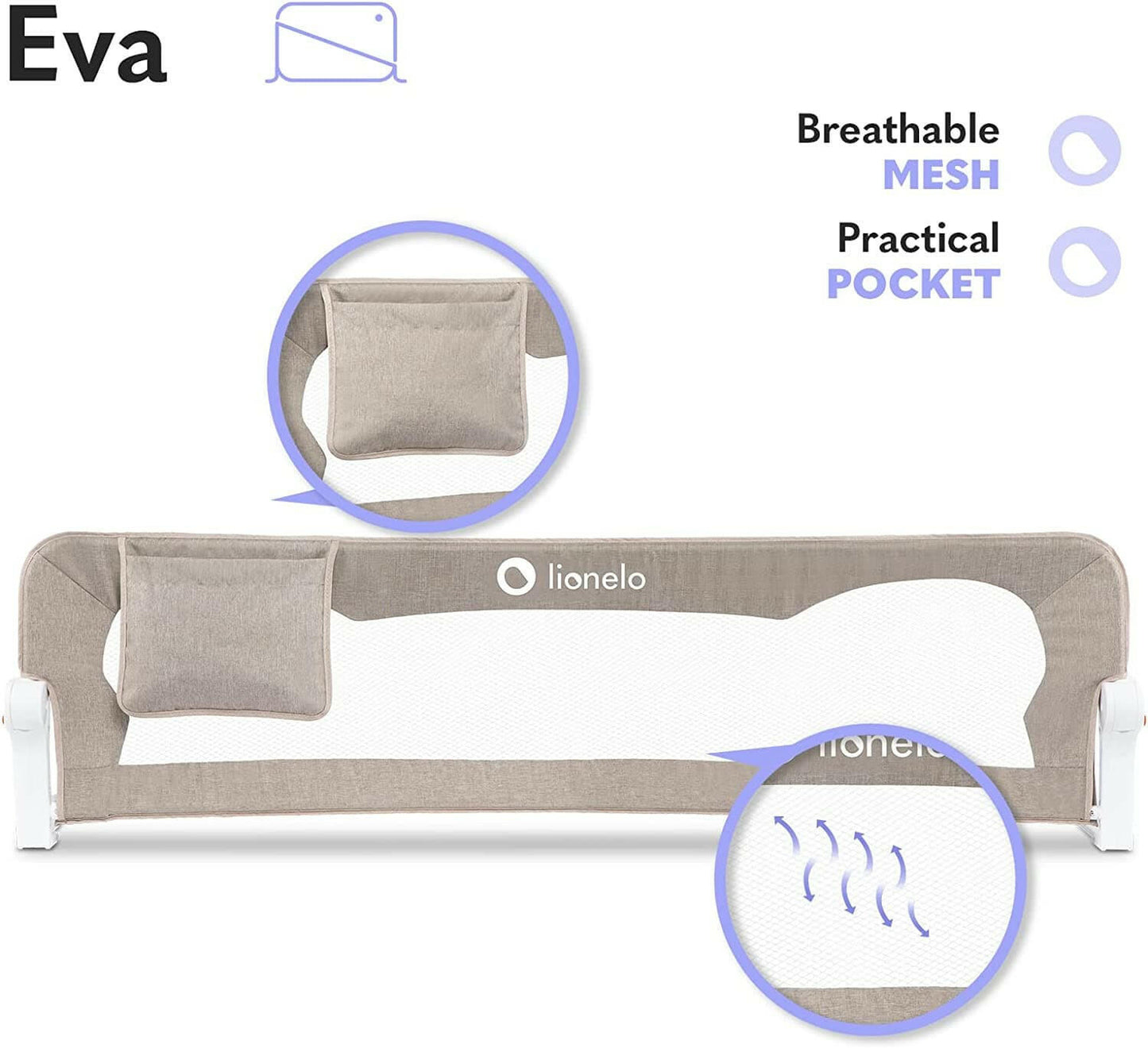 Lionelo Eva Bed Rail - Beige.
