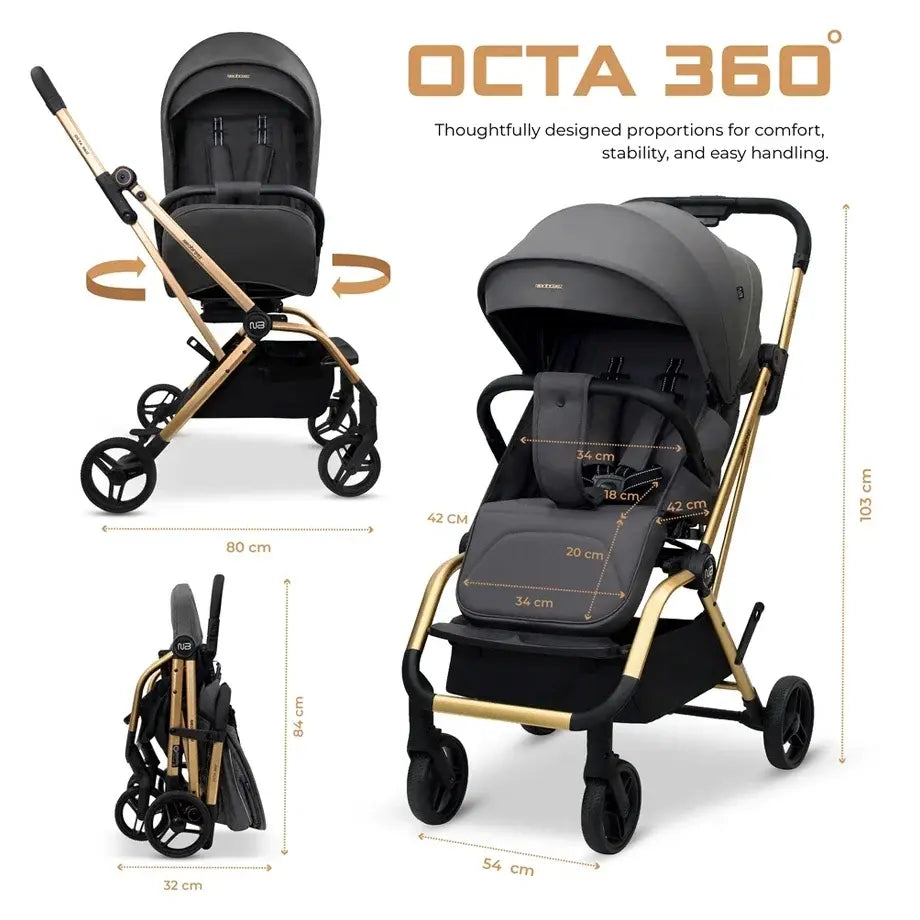 Neobreez Octa 360 Degree Reversible Stroller – Grey