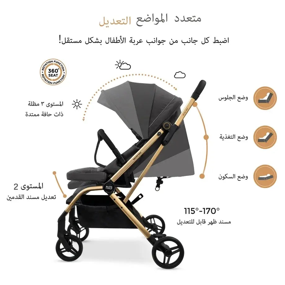 Neobreez Octa 360 Degree Reversible Stroller – Grey