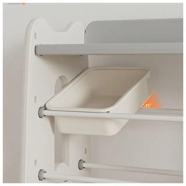 Little Angel Toys Organizer Cabinet With Bins & Wheels (White)