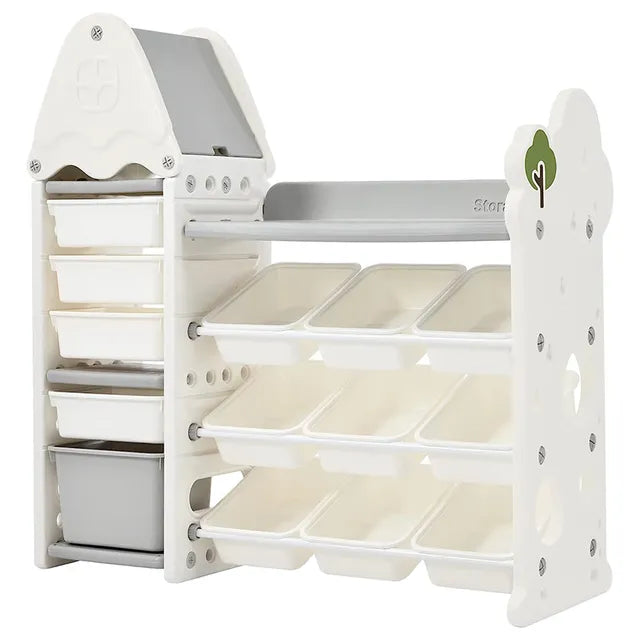 Little Angel Toys Organizer Cabinet With 14 Bins & Hook (White)
