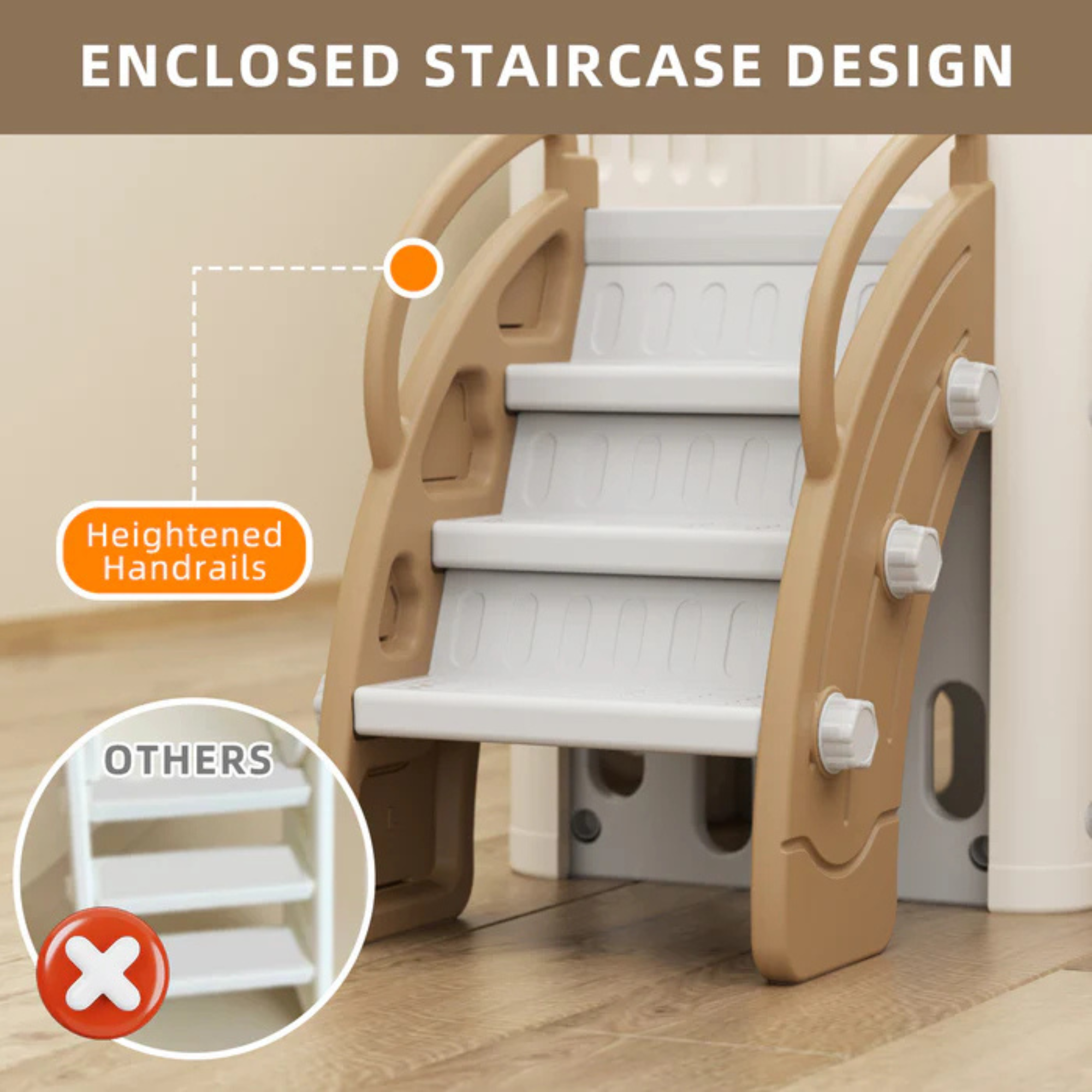 Little Angel Kids Activity Centre With Slide, Hoop & Climber (Coffee)