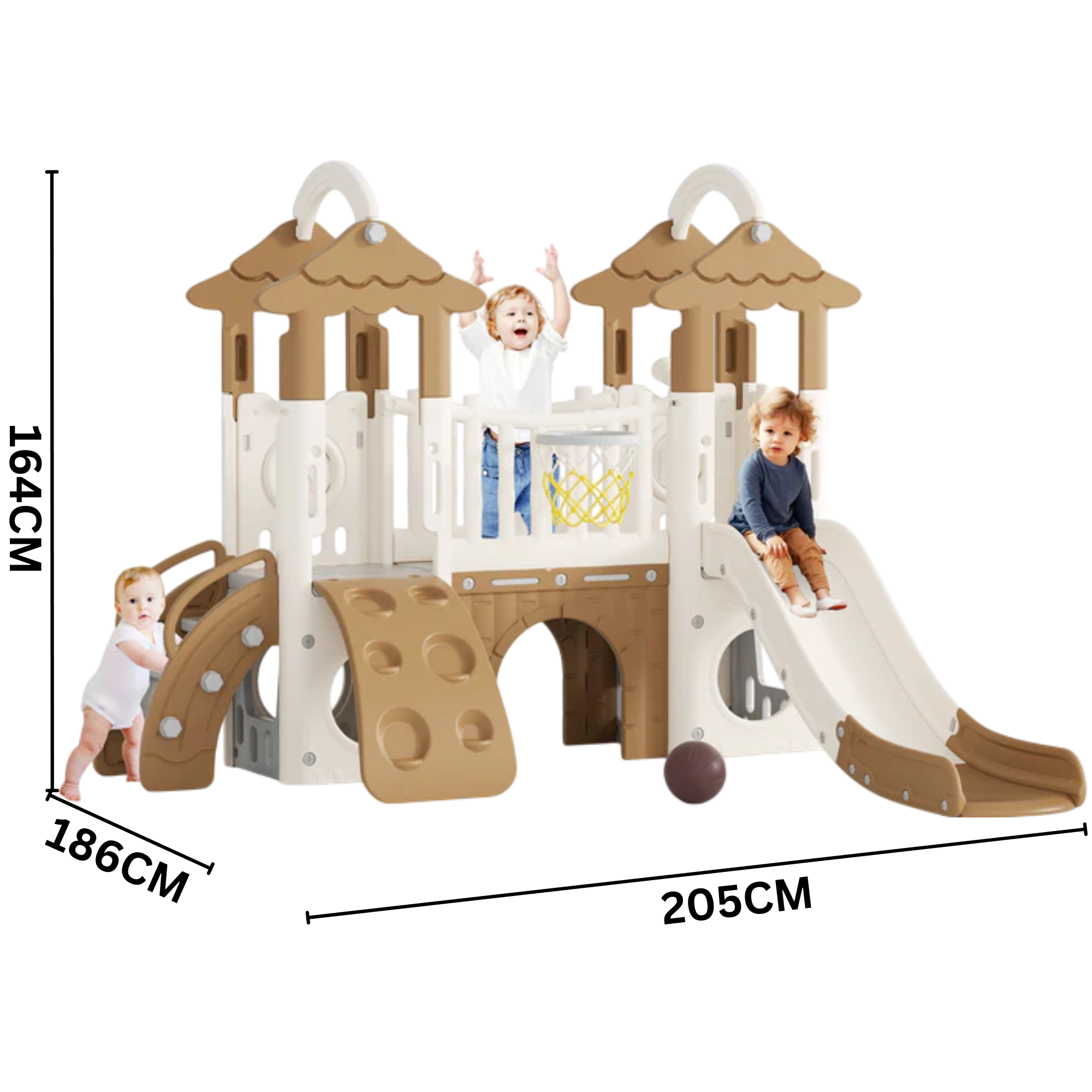 Little Angel Kids Activity Centre With Slide, Hoop & Climber (Coffee)