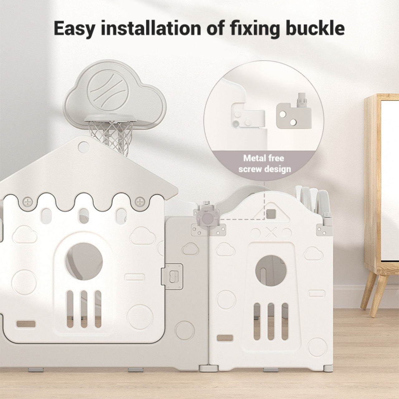 Little Angel Foldable Playpen (White/Grey) 160*200*63 cm