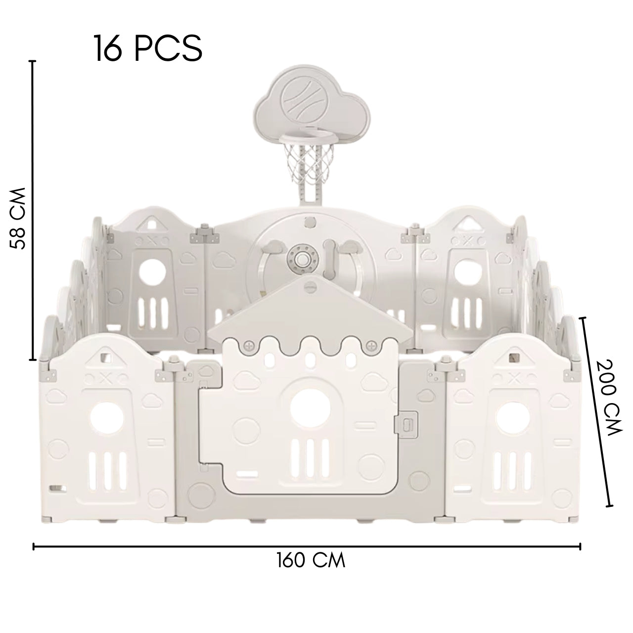 Little Angel Foldable Playpen (White/Grey) 160*200*63 cm